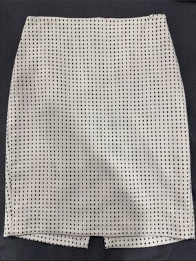 Express White Pencil Skirt with Black Dot Pattern